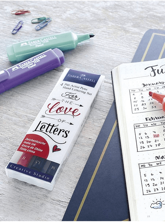 Faber-Castell Umělecký popisovač Pitt Artist Pen Hand Lettering Love, sada 4 ks 4