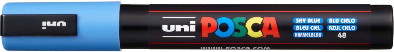Detail hrotu Uni Posca 5M modrá nebeská barva