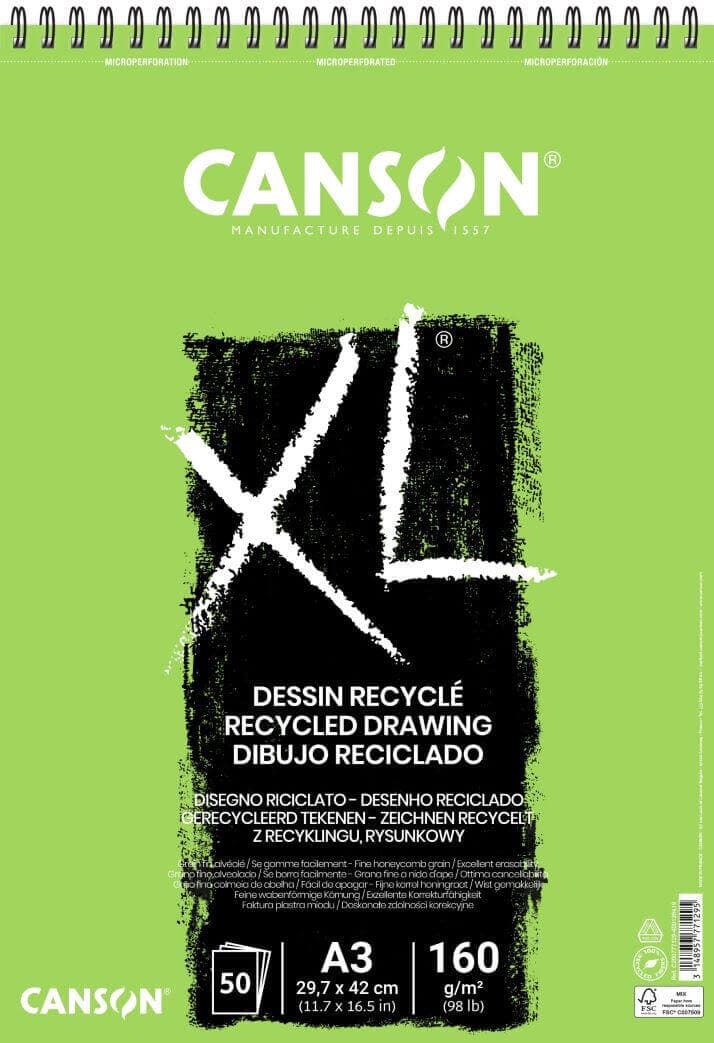 Canson XL Recycled skicák A3 kroužková vazba 160g