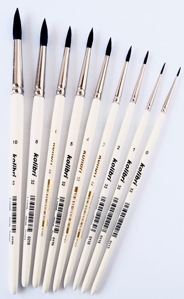 Detail přírodního jemného štětce Kolibri 32 hobby škola