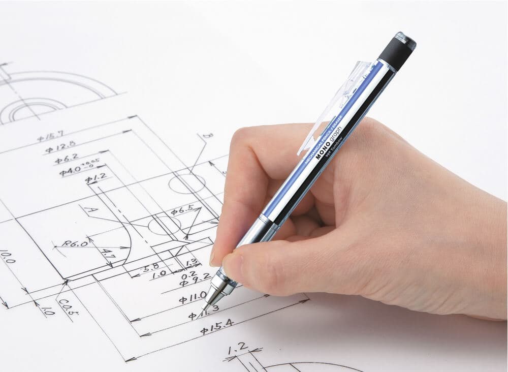 Žlutá pastelová mechanická tužka Tombow 0,5 mm boční pohled