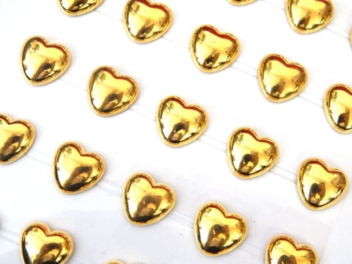 Titanum nalepovací kamínky zlatá lesklá srdce sada
