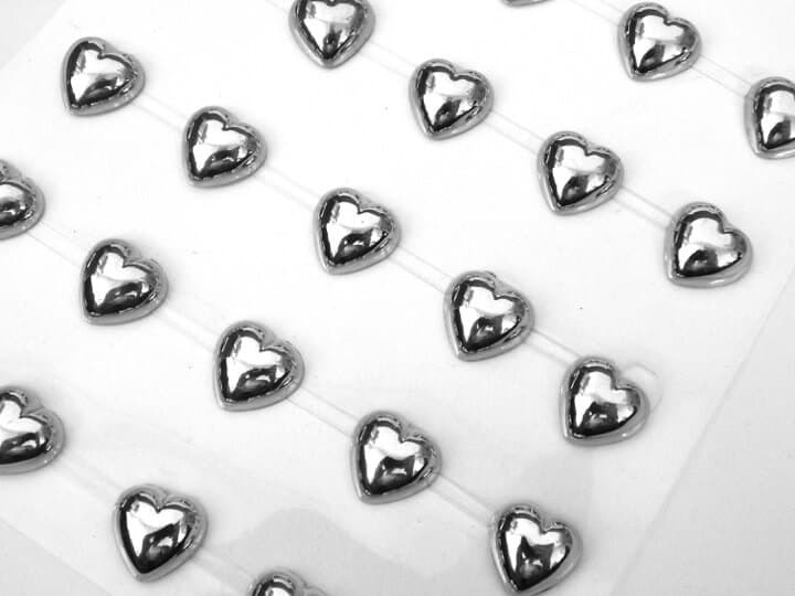 Titanum nalepovací kamínky stříbrná lesklá srdce kreativní tvoření