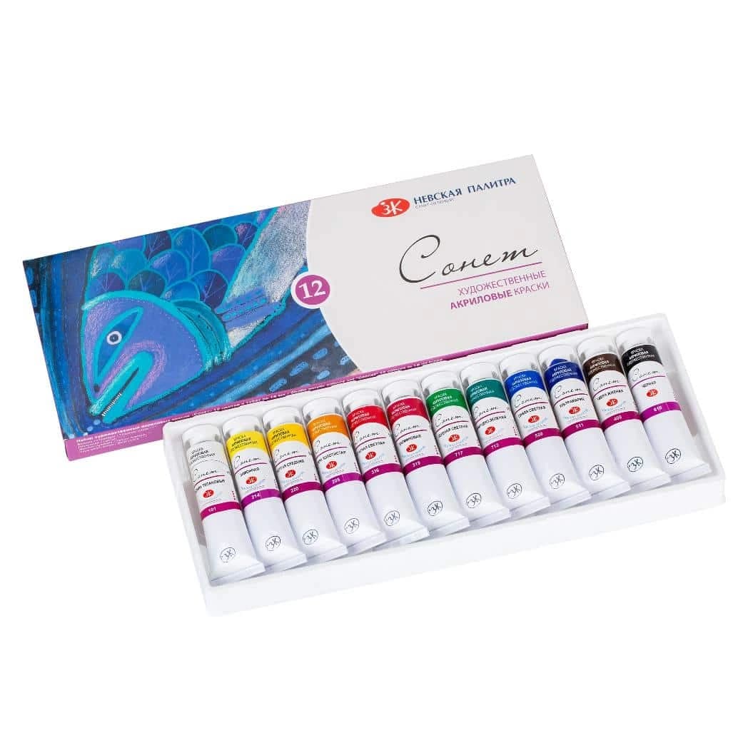 Akrylové barvy Sonnet sada 12×18 ml – základní