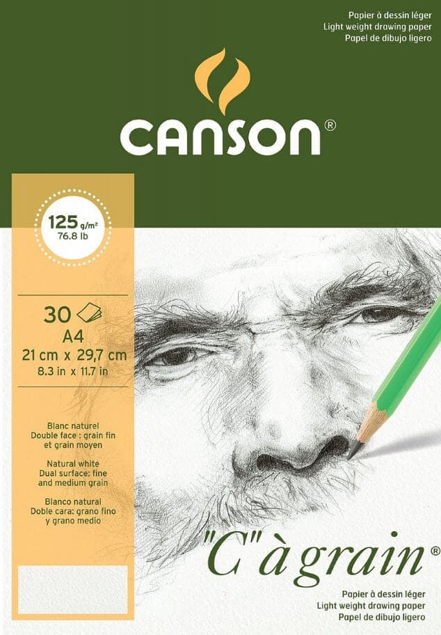 Canson Cagrain blok lepený 125g, A4 30 listů