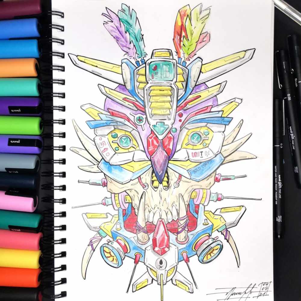 Světle modrý Uni Posca 1MR detail trubičkového hrotu