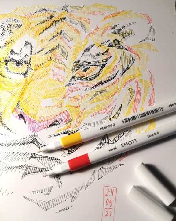 Mitsubishi Pencil Uni EMOTT liner - tenký fix 0,4 mm - žlutý 4