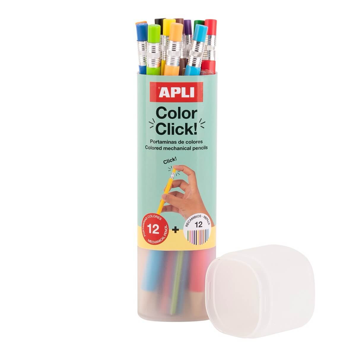 APLI stiskací-vysouvací pastelky sada 12 barev s náhradními tuhami