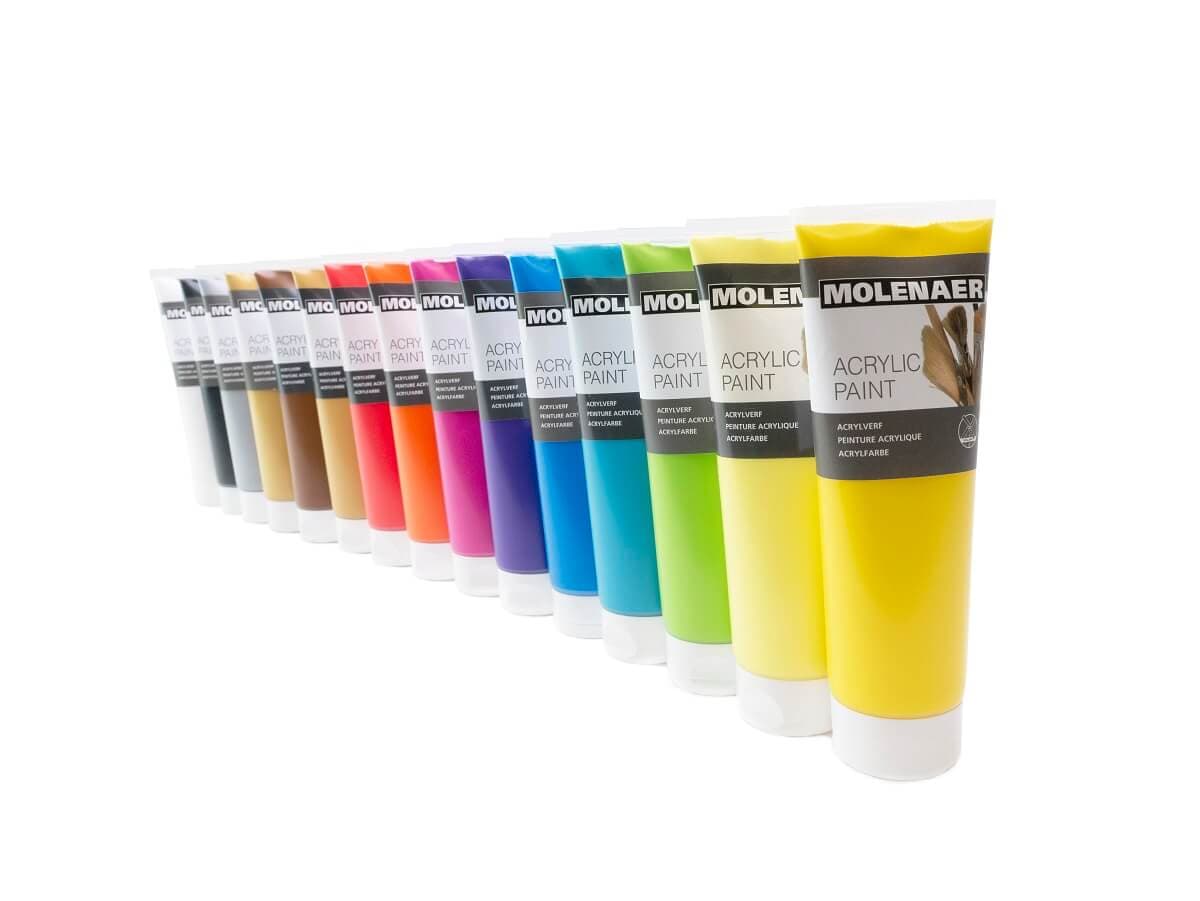 Detail etikety akrylové barvy Molenaer bílá 250ml