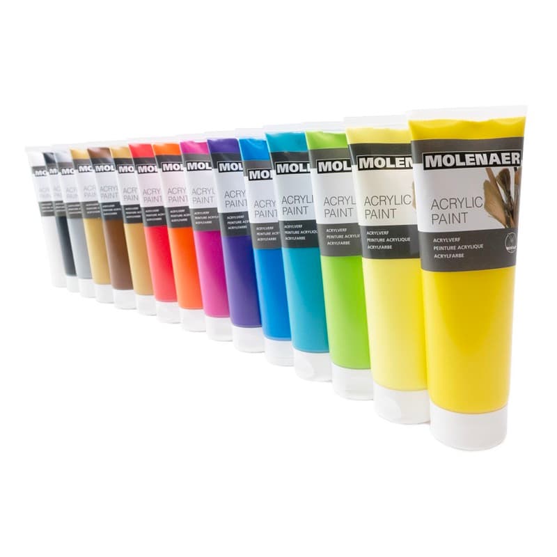 Detail etikety akrylové barvy Molenaer hnědá 250 ml