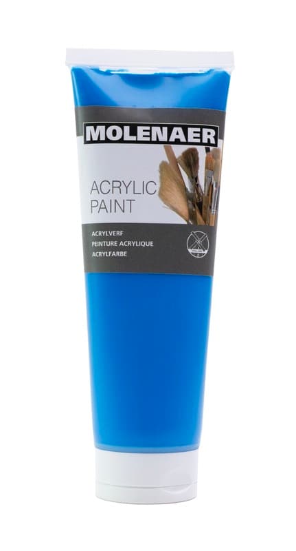 Akrylová barva Molenaer modrá 250 ml čelní pohled