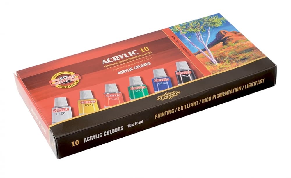 Koh-i-Noor akrylové barvy sada 10 barev 16 ml