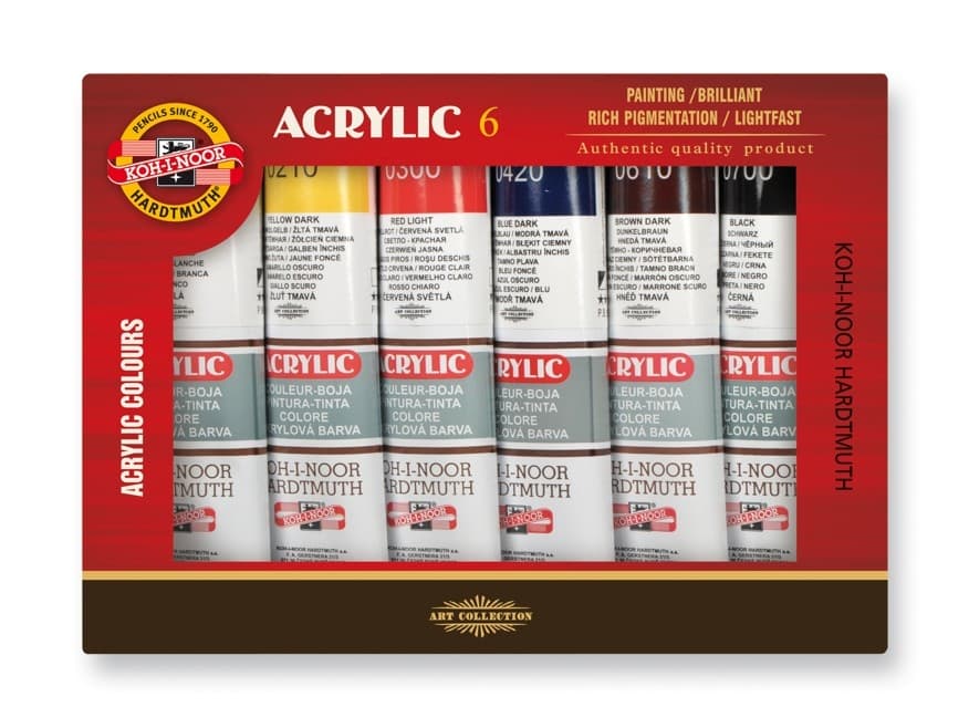 Koh-i-Noor akrylové barvy sada 6 barev 40 ml