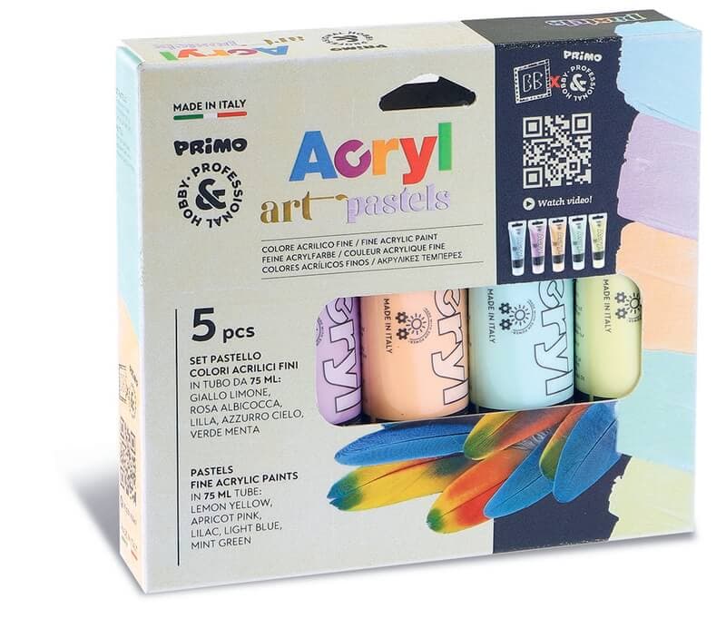 Akrylové barvy Primo Pastel sada 5x75ml pastelové odstíny