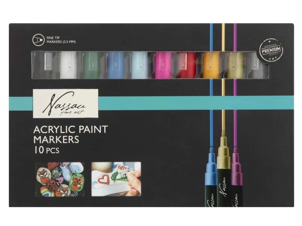 Nassau akrylové fixy sada 10 barev různé povrchy