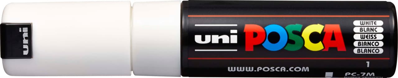 Uni Posca 7M bílý akrylový popisovač kulatý hrot