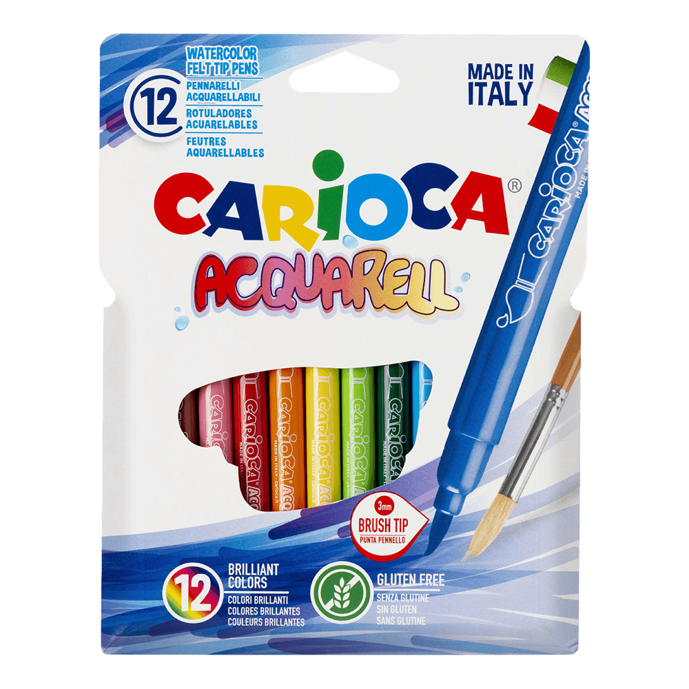 Carioca akvarelové fixy Brush Tip sada 12 barev