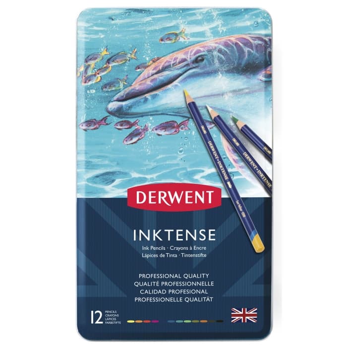Derwent Inktense akvarelové pastelky sada 12 barev kulaté