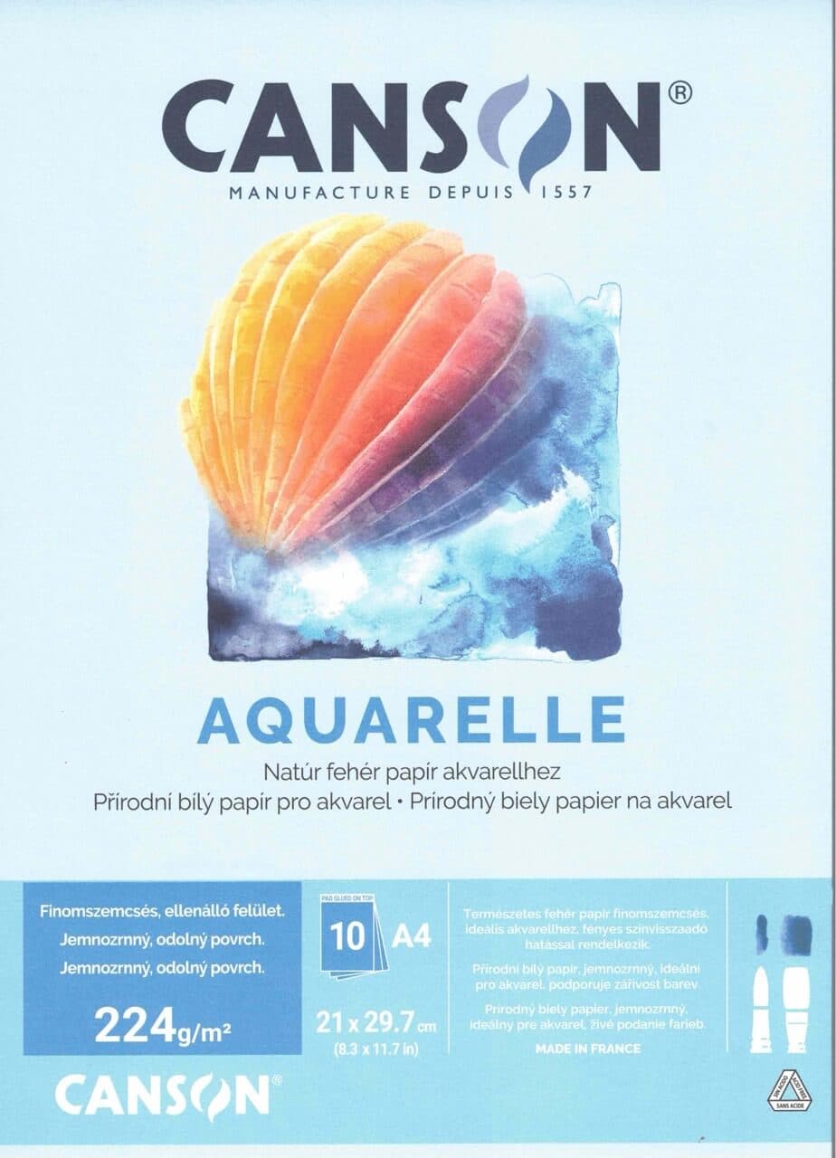 Canson akvarelový blok A4 224 g/m² lepená vazba