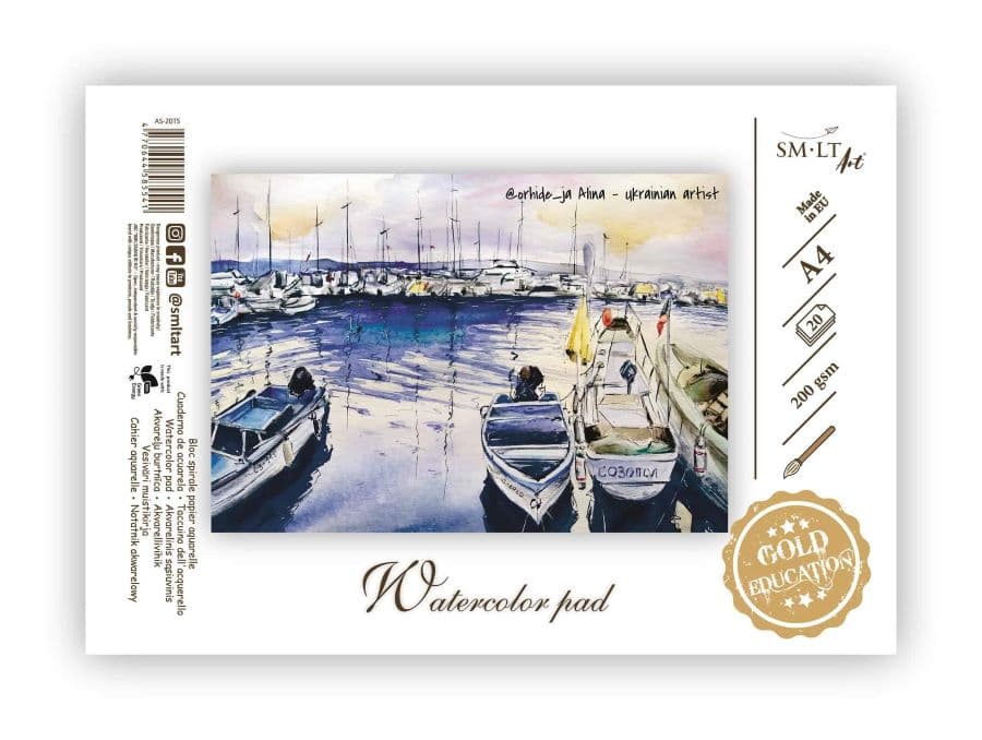 SM.LT akvarelový blok A4 200g spirála cold press papír