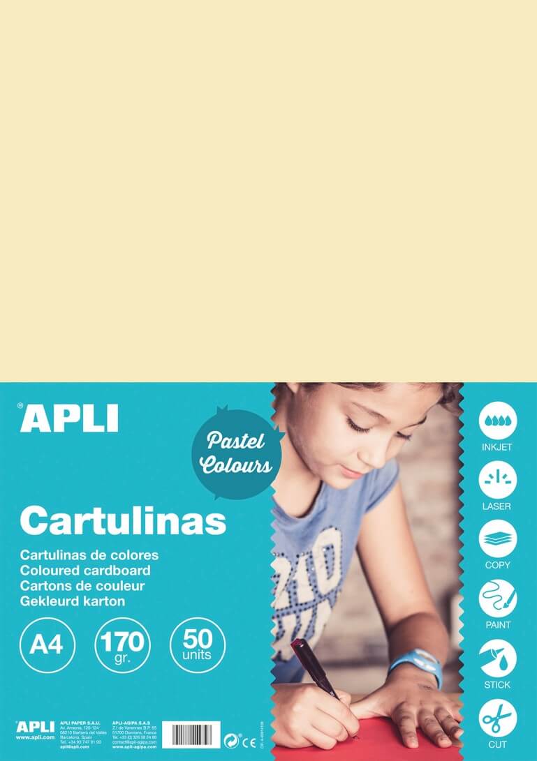 Barevný papír Apli A4 170g béžový krémový arch