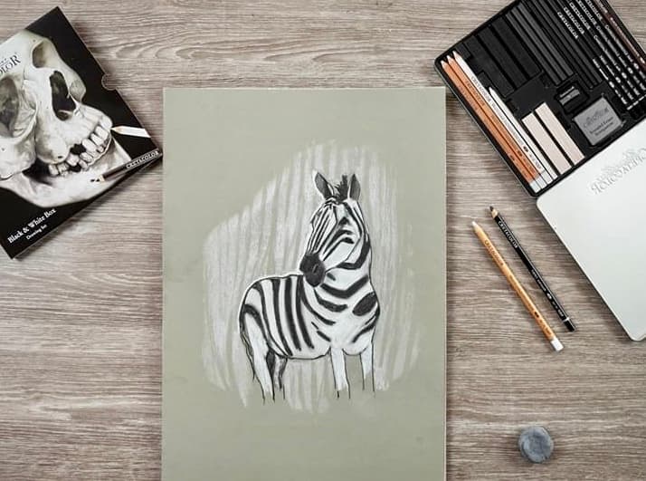 Kreslení bílou olejovou křídou Cretacolor na papír