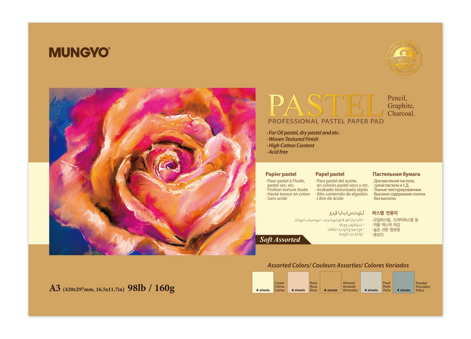 Mungyo A3 blok na pastely 20 listů 160g