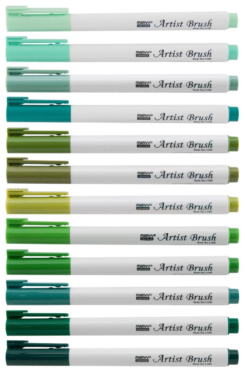Marvy Artist Brush zelená fix pro lettering kaligrafii