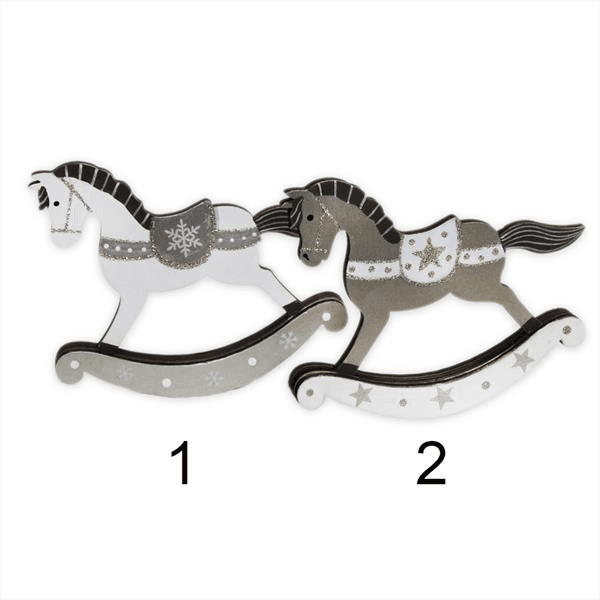 Dřevěná dekorace houpací kůň 11,5 cm přírodní materiál
