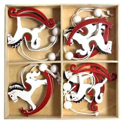 Dřevěná dekorace houpací kůň miniatura 5 cm přírodní