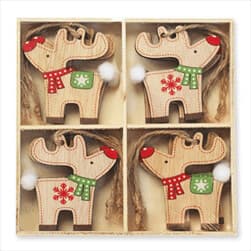 Dřevěná dekorace sobík závěs 6 cm vánoční ozdoba