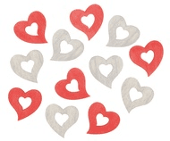 Dřevěná dekorační srdíčka 4 cm sada 12 kusů