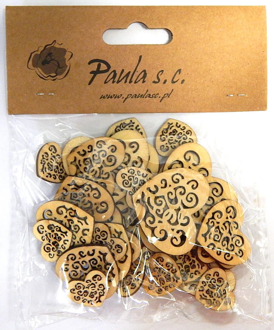Dřevěná dekorační srdíčka Paula sada 30 kusů
