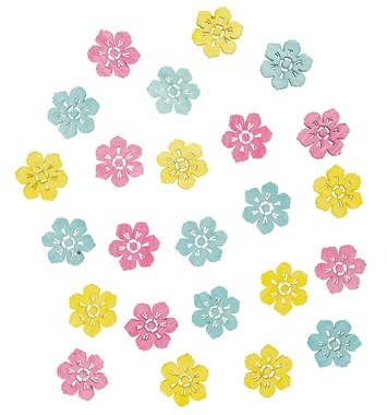 Dekorace dřevěné kytičky 2 cm sada 24 kusů