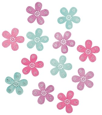 Dekorace dřevěné kytičky 4 cm sada 12 kusů