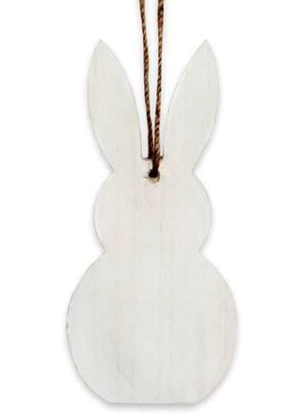 Dekorace dřevěný zajíc bílý 15 cm kreativní tvoření