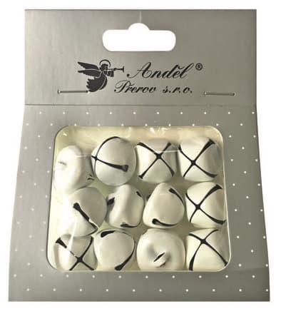 Bílé dekorační rolničky 20mm sada 12 kusů