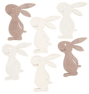 Dekorativní dřevěné výřezy zajíci 6 cm sada 6 kusů