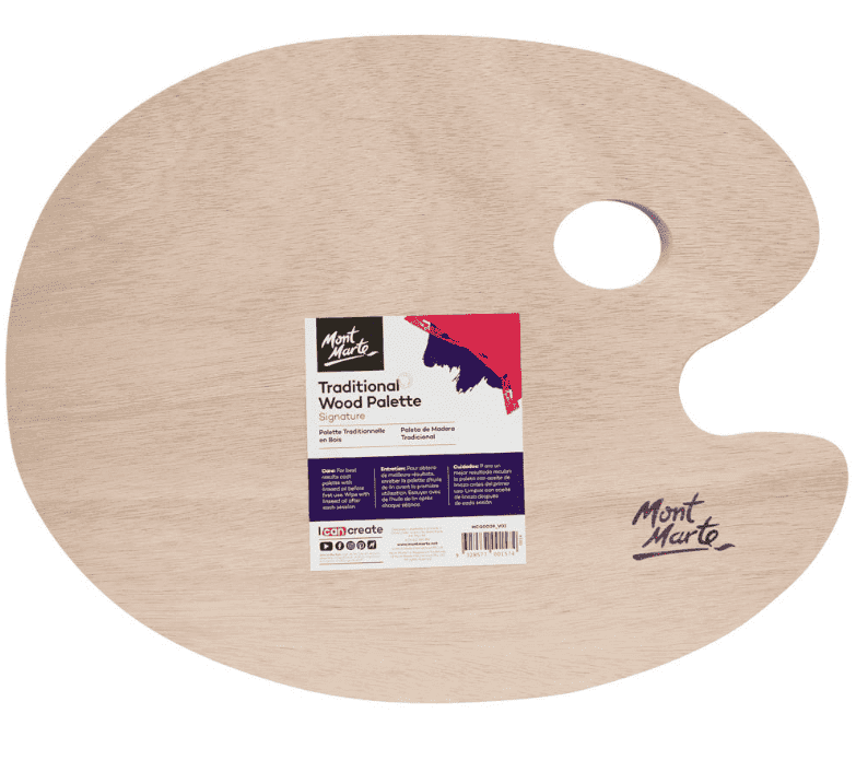 Dřevěná oválná malířská paleta Mont Marte 30×38 cm