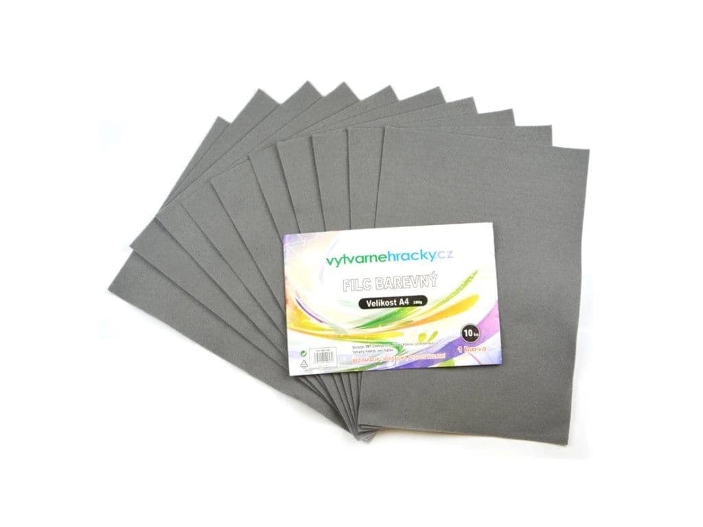 Šedý filc A4 SMT 180g pevný na tvoření
