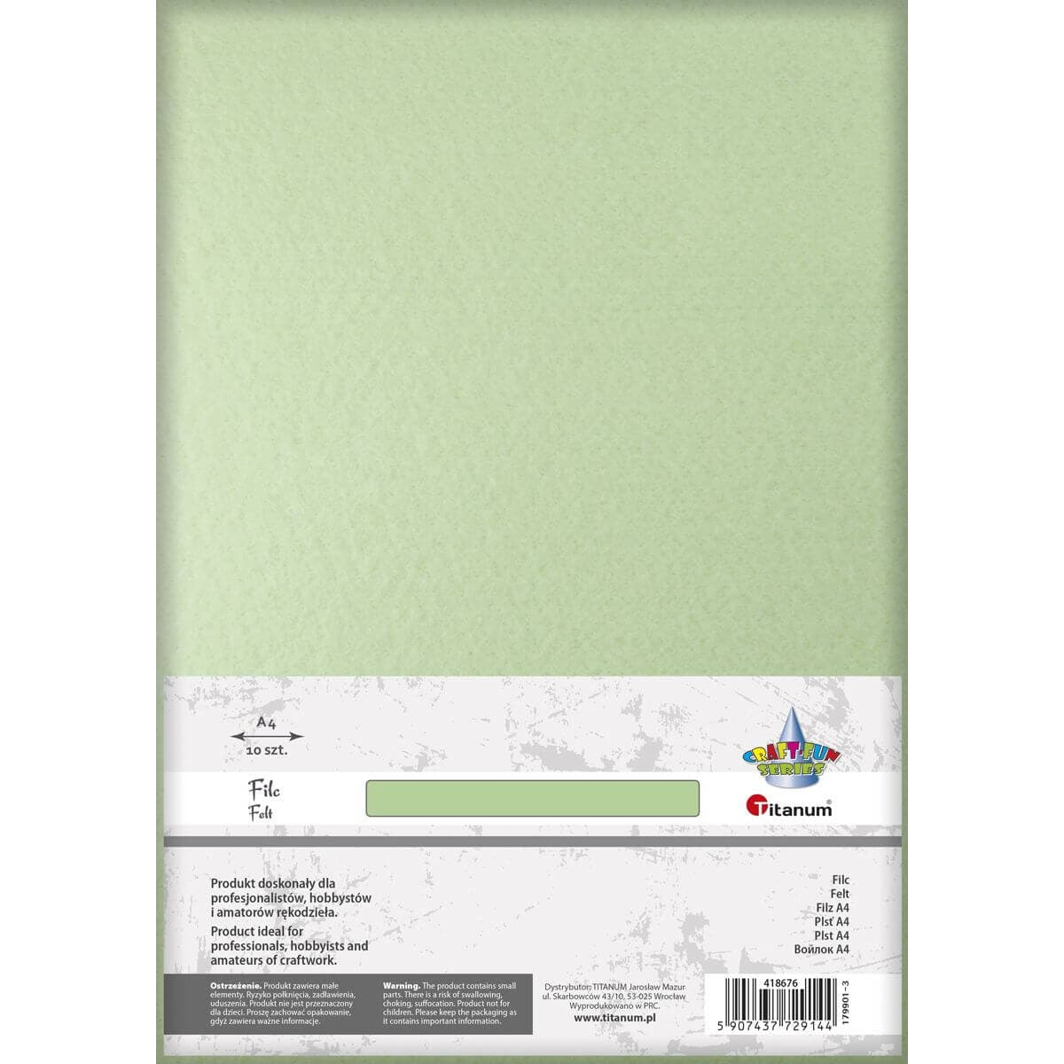 Titanum filc A4 zelená pastelová barva čelní pohled