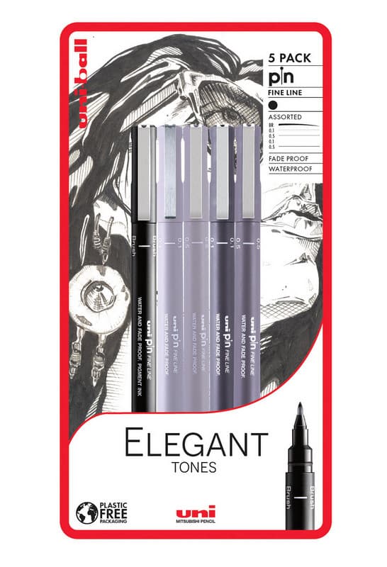 Uni PIN sada 5ks Elegant Tones popisovače fixy