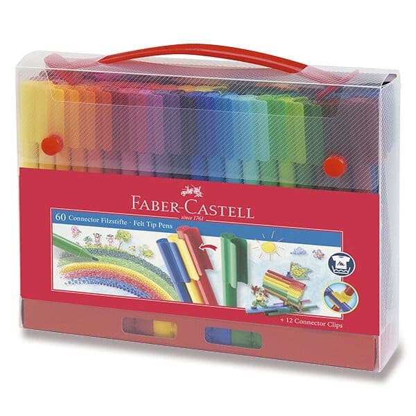 Faber-Castell Connector fixy sada 60 barev se spojovacími klipy