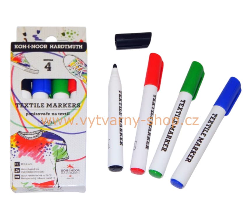 Koh-i-noor sada 4 silných fixů na textil 2,5mm