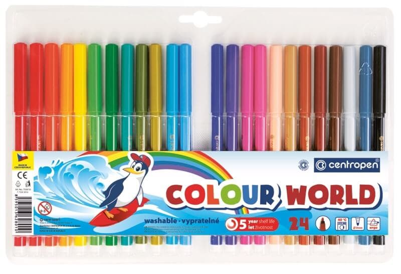 Centropen fixy vymývatelné sada 24 barev základní