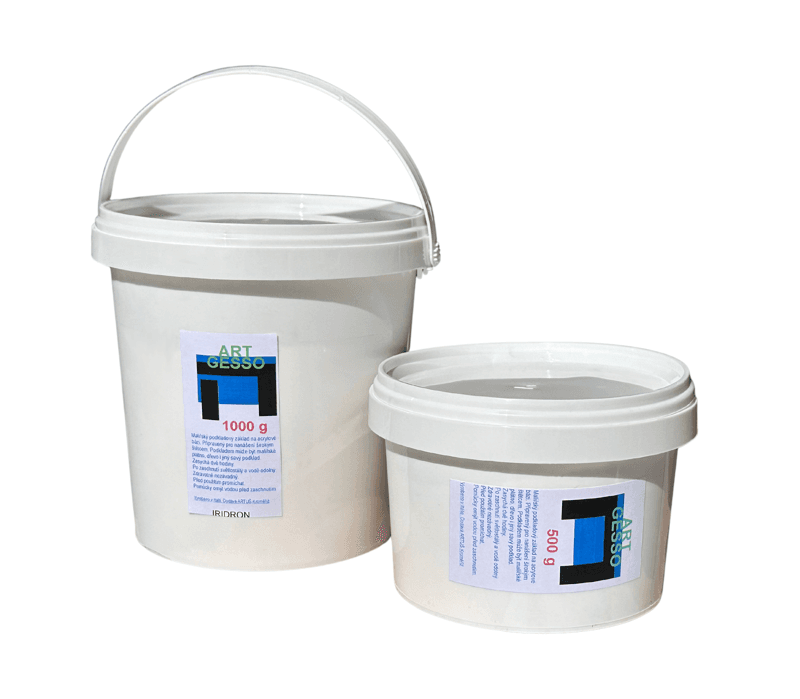 Detail bílého šepsu Iridion Gesso 500g pro malbu