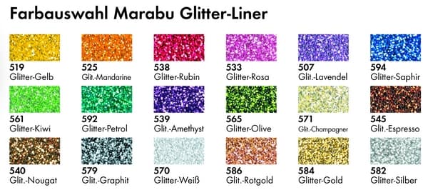 Marabu Glitter Liner mandarinka aplikace na papír