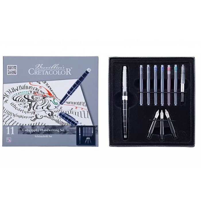 Detail obsahu kaligrafické sady Cretacolor 11 kusů