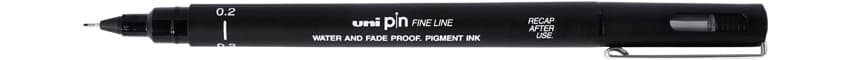 Uni PIN 02 liner 0,2 mm černý voděodolný fineliner