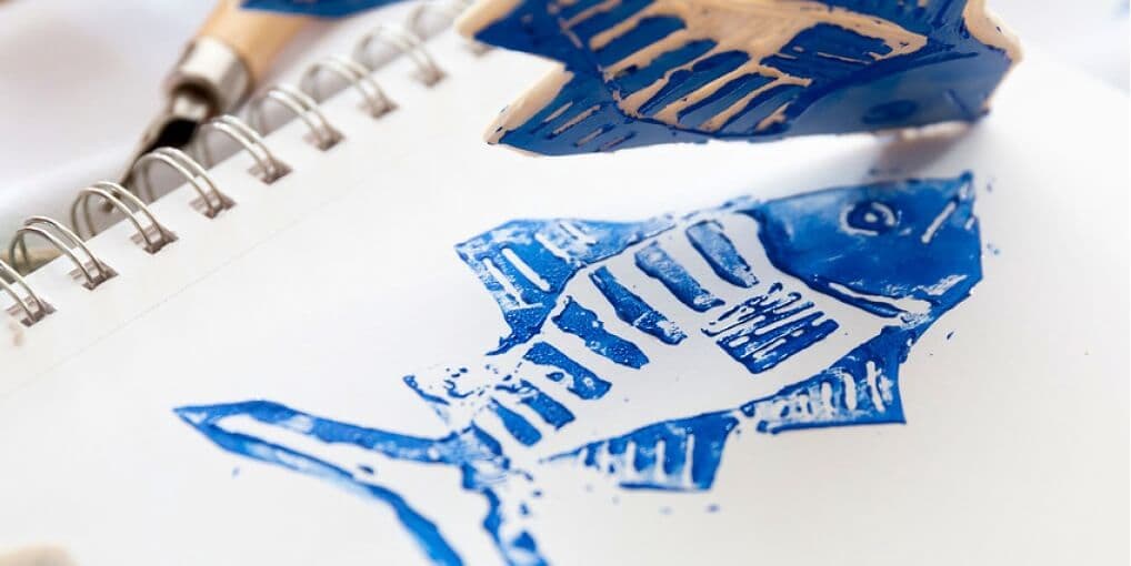 Detail zelené Schjerning Lino barvy na linoryt